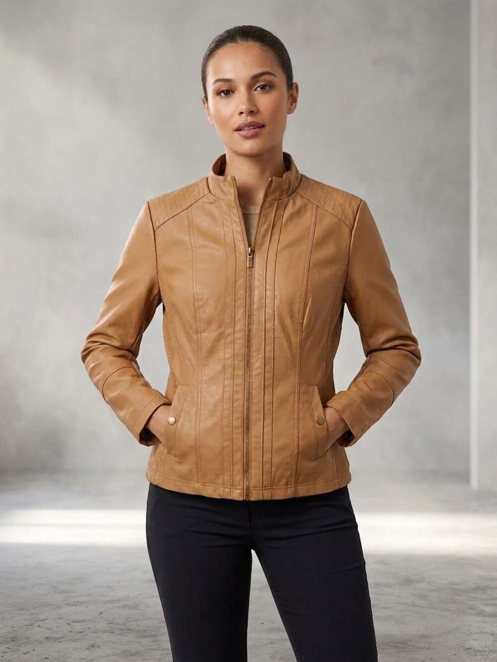 Philosophy Republic Clothing Faux Leather Women’s Jacket Size M Tan